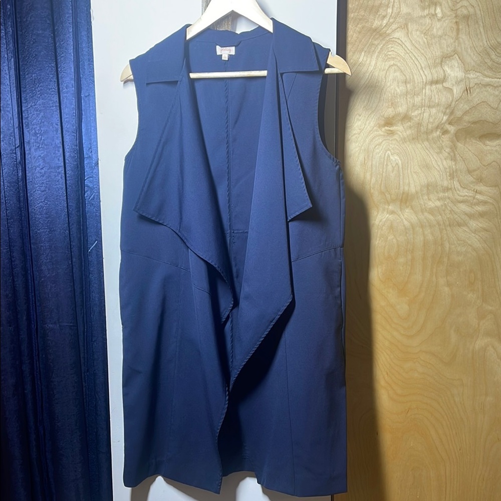 Navy Sleeveless Waterfall Vest